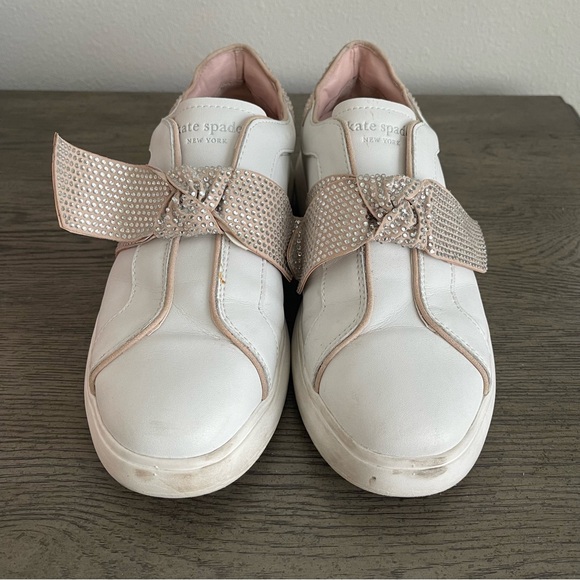 Kate Spade | Women’s Size 10 “Lexi Pave” Action Nappa Calf Sneakers in White/Hay - Picture 2 of 9